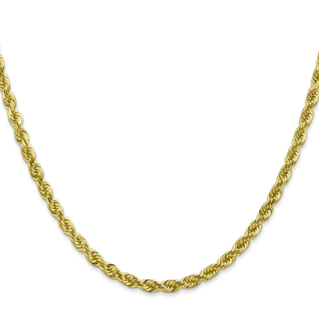 10K Yellow Gold 4 mm Rope Chain Necklace, Polished