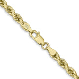 10K Yellow Gold 4 mm Rope Chain Necklace, Polished alternate angle