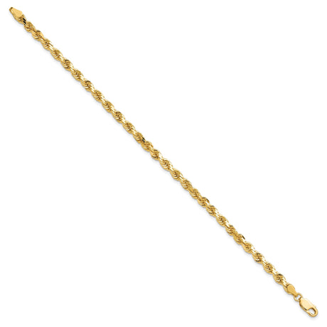 10K Yellow Gold 4 mm Rope Chain Anklet, Polished