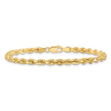 10K Yellow Gold 4 mm Rope Chain Anklet, Polished alternate angle