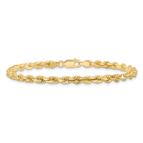 10K Yellow Gold 4 mm Rope Chain Bracelet, Polished alternate angle