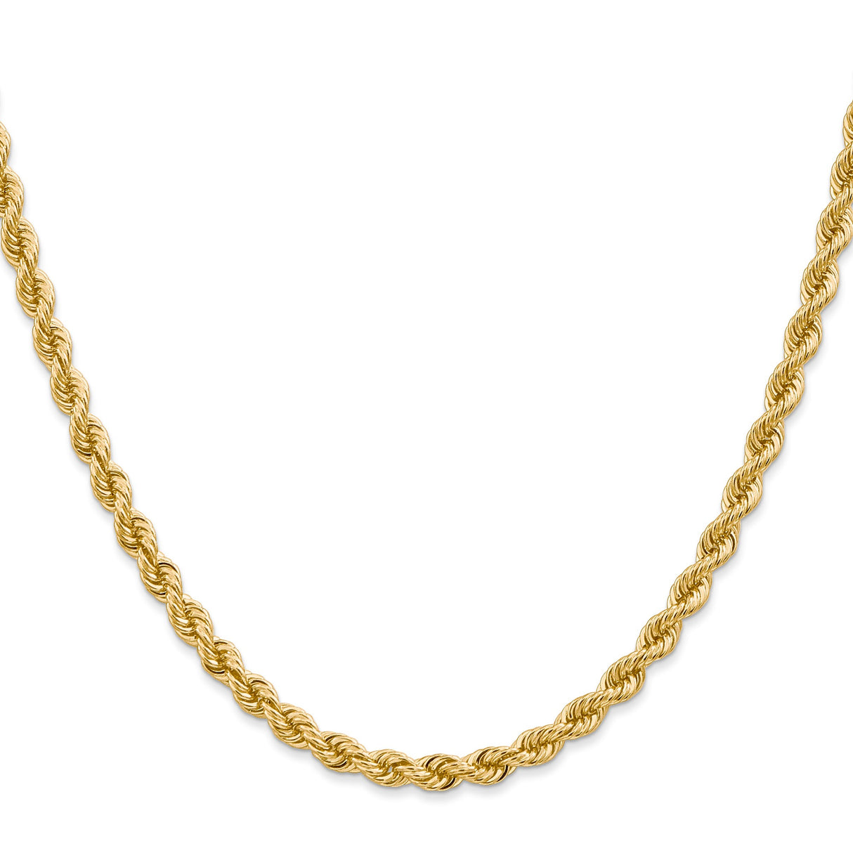 10K Yellow Gold 4 mm Rope Chain Necklace, Polished