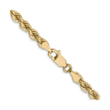10K Yellow Gold 4 mm Rope Chain Necklace, Polished alternate angle