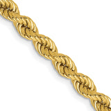 10K Yellow Gold 4 mm Rope Chain Necklace, Polished detail view