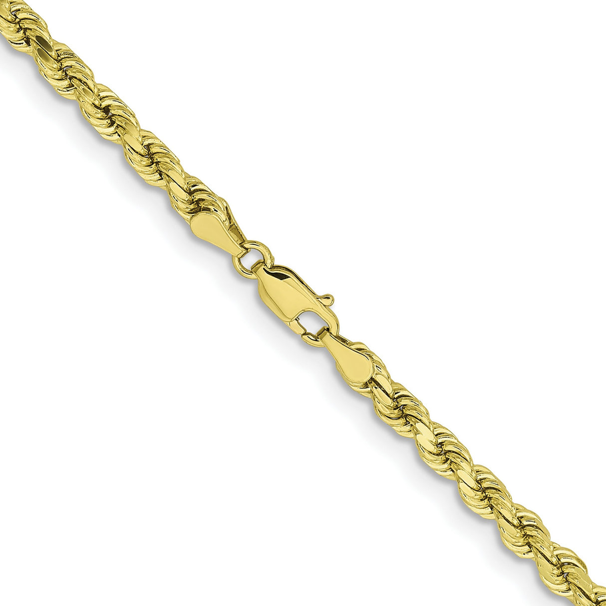 10K Yellow Gold 4.25 mm Rope Chain Necklace, Polished alternate angle