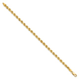 10K Yellow Gold 4.25 mm Rope Chain Anklet, Polished