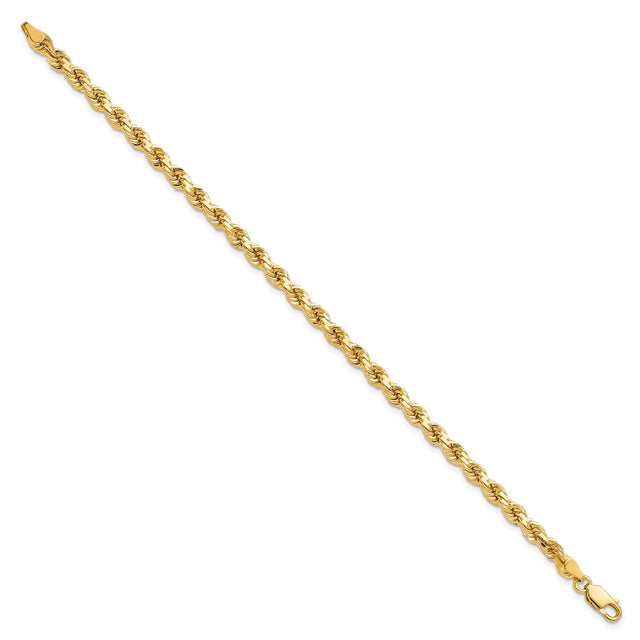 10K Yellow Gold 4.25 mm Rope Chain Anklet, Polished