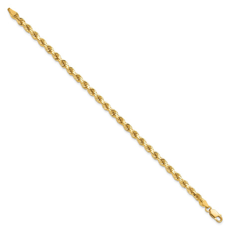 10K Yellow Gold 4.25 mm Rope Chain Bracelet, Polished