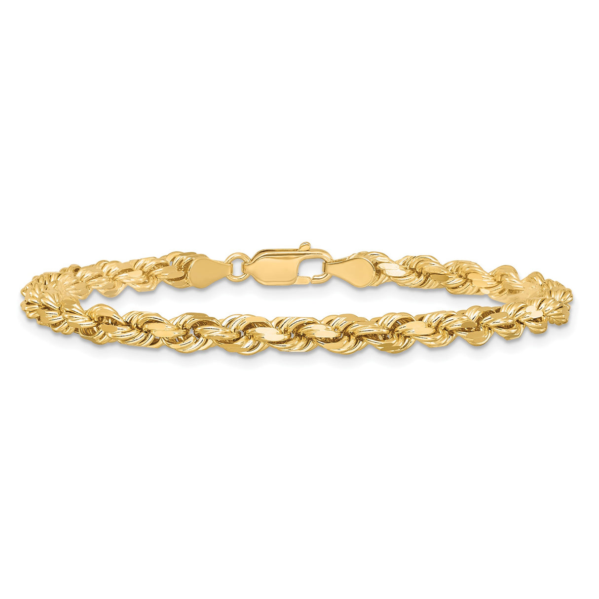 10K Yellow Gold 4.5 mm Rope Chain Bracelet, Polished alternate angle