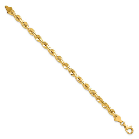 10K Yellow Gold 5.5 mm Rope Chain Anklet, Polished