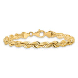 10K Yellow Gold 5.5 mm Rope Chain Bracelet, Polished alternate angle