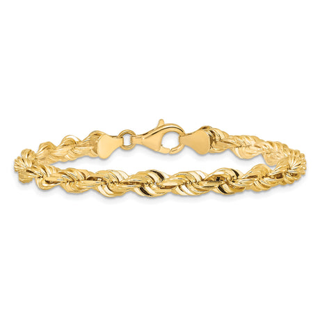 10K Yellow Gold 5.5 mm Rope Chain Bracelet, Polished alternate angle
