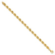 10K Yellow Gold 6.5 mm Rope Chain Anklet, Polished
