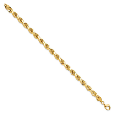10K Yellow Gold 6.5 mm Rope Chain Anklet, Polished