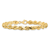 10K Yellow Gold 6.5 mm Rope Chain Anklet, Polished alternate angle