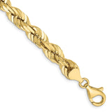 10K Yellow Gold 7 mm Rope Chain Bracelet, Polished shown for scale