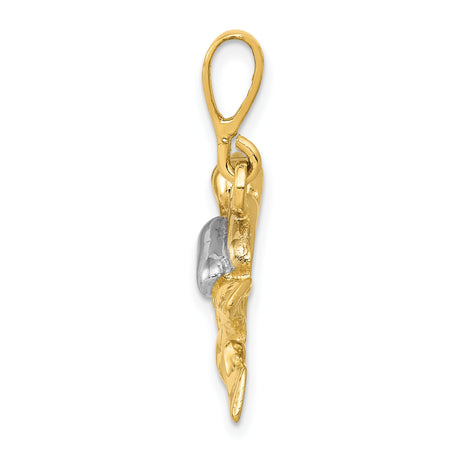 10k Multi-Tone Gold Scuba Diver Pendant with Detailed Gear and Fins, Nautical Adventure Charm
