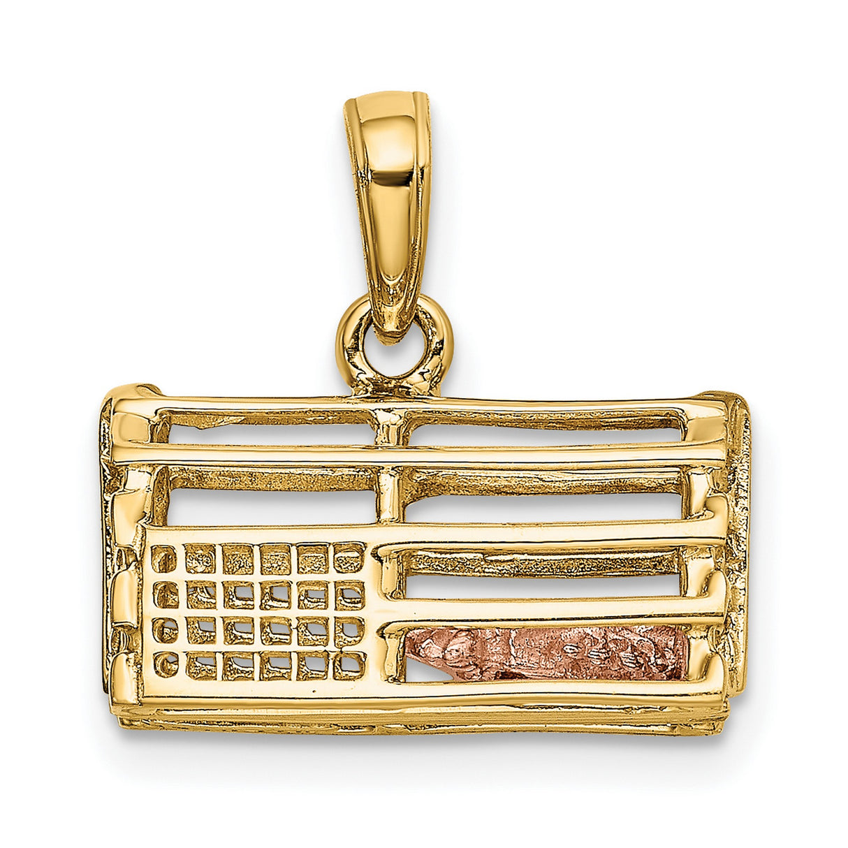 10k Two-Tone Gold Catchers Mask Pendant with Rose Gold Glove and Ball Detail