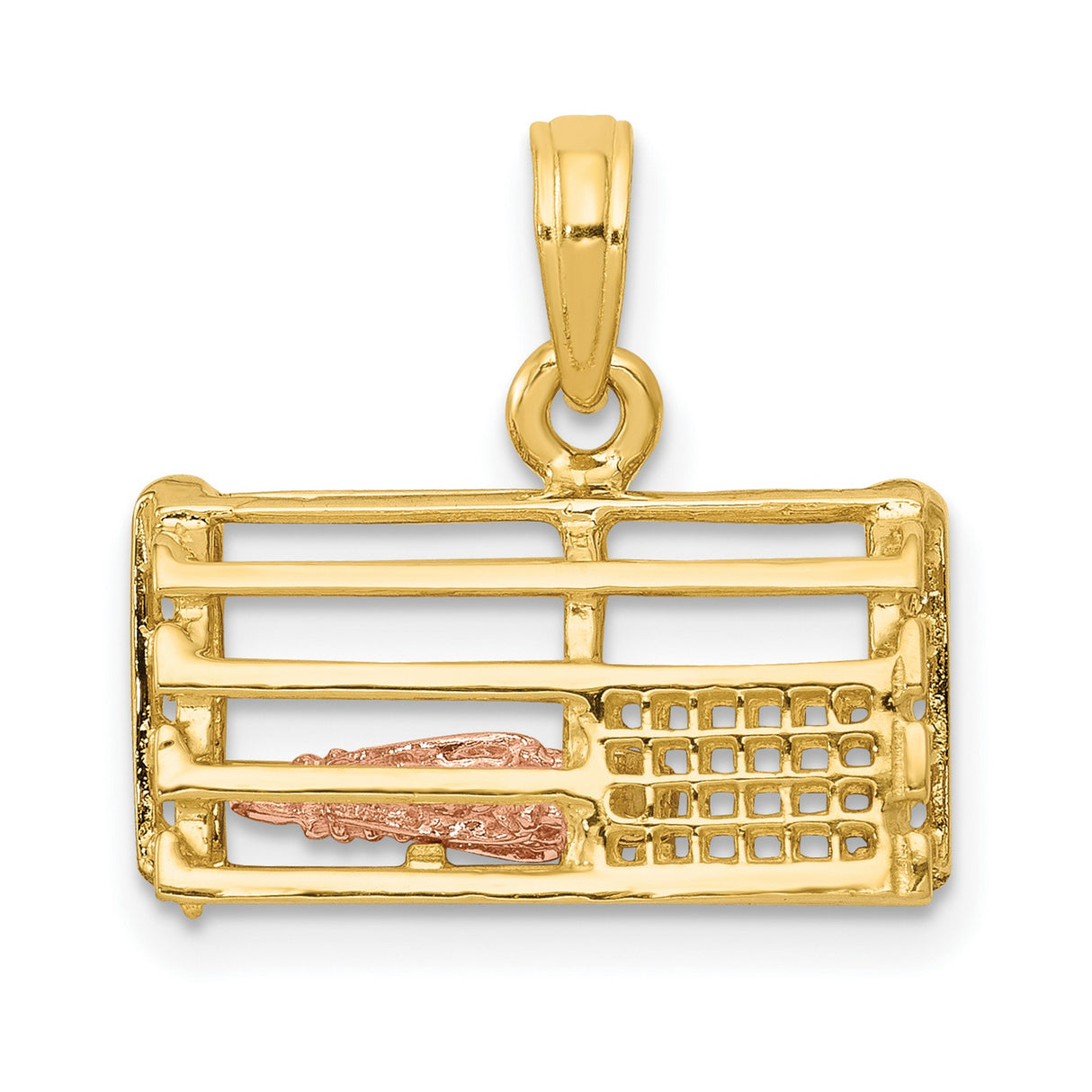 10k Two-Tone Gold Catchers Mask Pendant with Rose Gold Glove and Ball Detail