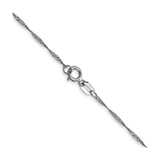 10K White Gold 1 mm Singapore Chain Necklace, Polished alternate angle