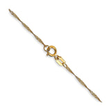 10K Yellow Gold 1 mm Singapore Chain Necklace, Polished alternate angle