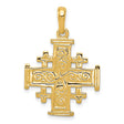 10k Yellow Gold Jerusalem Cross Pendant, Textured Religious Design for Men and Women