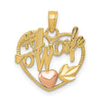 #1 WIFE Heart Charm Pendant in Real 10k Multi-Tone Gold