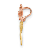 10k Two-Tone Gold Rose Flower Pendant with Detailed Floral Design for Women