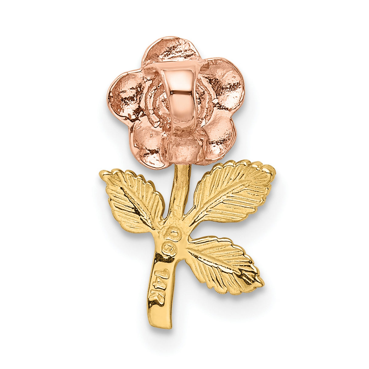 10k Two-Tone Gold Rose Flower Pendant with Detailed Floral Design for Women