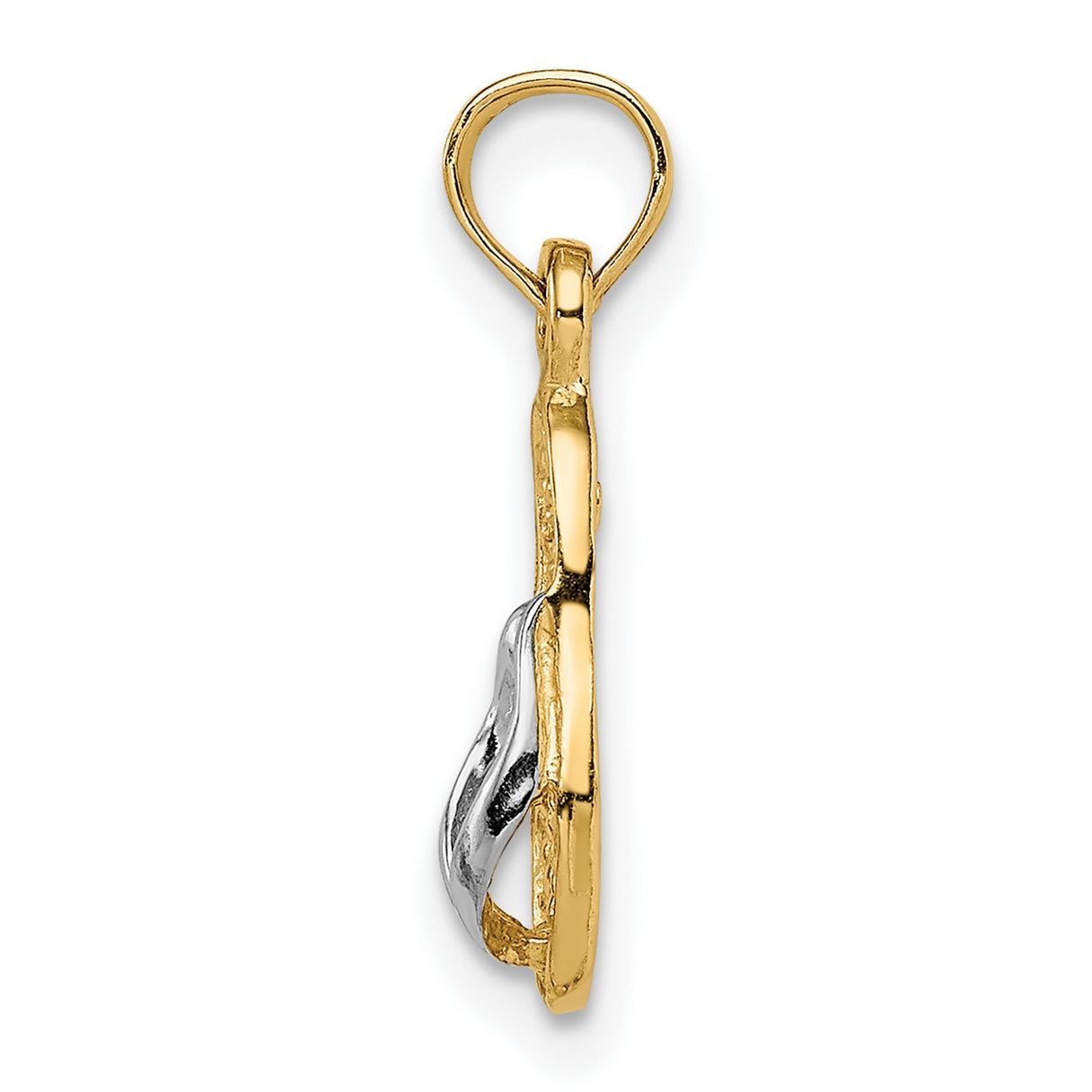 10k Multi-Tone Gold Flip Flop Sandal Pendant, Textured Beachwear Charm