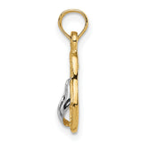 10k Multi-Tone Gold Flip Flop Sandal Pendant, Textured Beachwear Charm