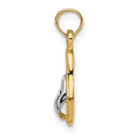 10k Multi-Tone Gold Flip Flop Sandal Pendant, Textured Beachwear Charm