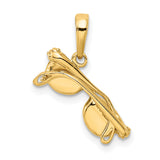 10k Yellow Gold Sunglasses Pendant with Black Enamel, Hip Hop Urban Street Style Charm