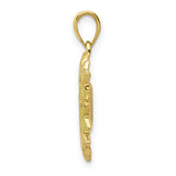 10k Yellow Gold Sunflower Pendant with Enamel Petals and Textured Center, Nature-Inspired Floral Jewelry