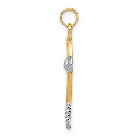 10k Multi-Tone Gold Tennis Racket Pendant with Ball Detail, Sports Charm for Athletes and Fans