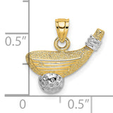 10k Multi-Tone Gold Golf Club and Ball Pendant with Rhodium Accent