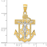 Mariners Crucifix Charm Pendant in Real 10k Multi-Tone Gold