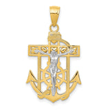 Mariners Crucifix Charm Pendant in Real 10k Multi-Tone Gold