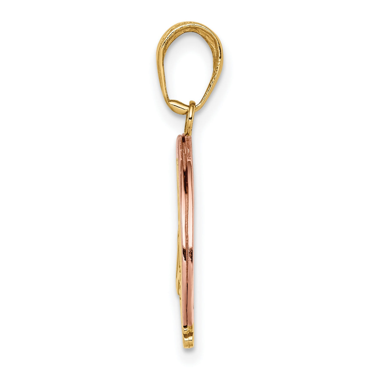10k Two-Tone Gold Pendant, Rainbow Follow Your Dreams Design, Inspirational Message for Women