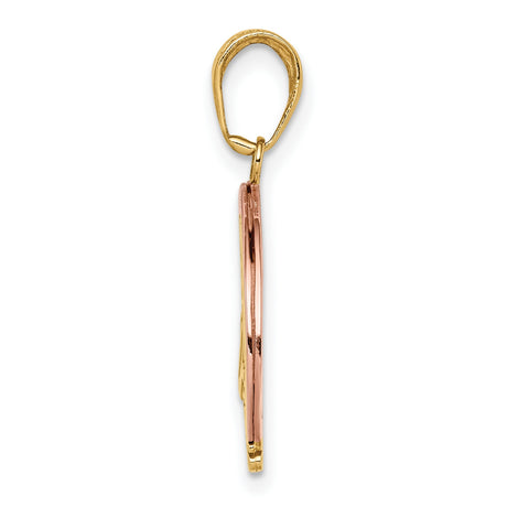 10k Two-Tone Gold Pendant, Rainbow Follow Your Dreams Design, Inspirational Message for Women