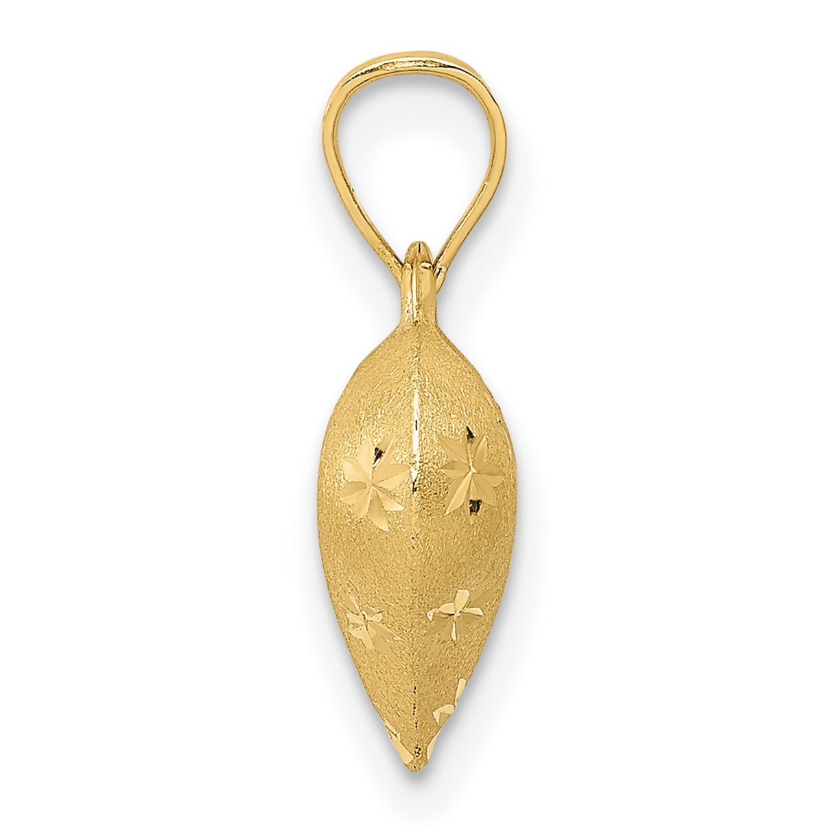 10k Yellow Gold Heart Pendant with Brushed Finish, Starburst and Floral Design