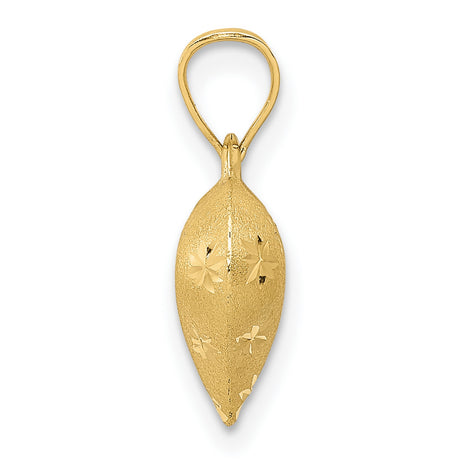 10k Yellow Gold Heart Pendant with Brushed Finish, Starburst and Floral Design