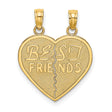 BEST FRIENDS Break-A-Part Heart Charm Pendant in Real 10k Yellow Gold