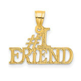 #1 FRIEND Charm Pendant in Real 10k Yellow Gold