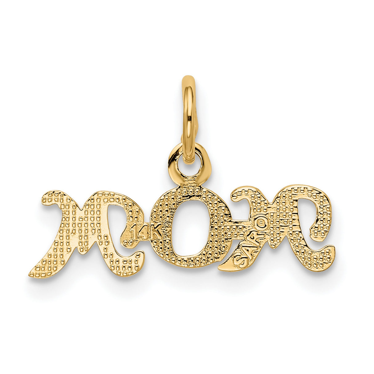 10k Yellow Gold Mom Pendant, Script Lettering Family Charm for Women