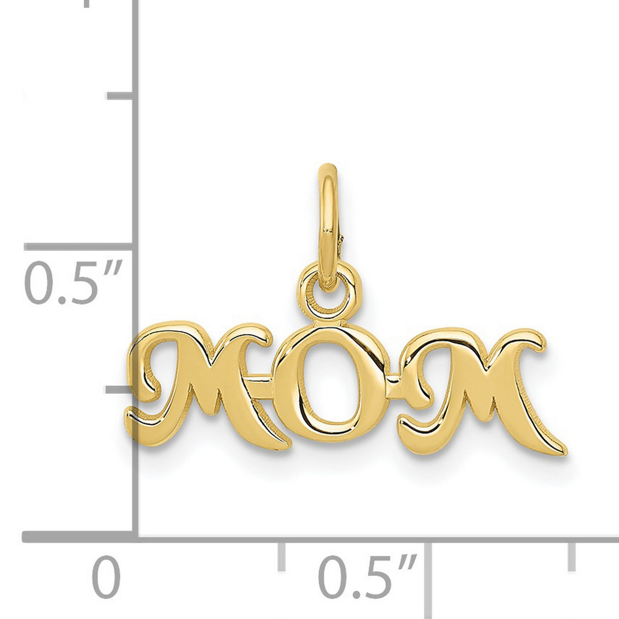 10k Yellow Gold Mom Pendant, Script Lettering Family Charm for Women