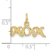 10k Yellow Gold Mom Pendant, Script Lettering Family Charm for Women