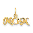10k Yellow Gold Mom Pendant, Script Lettering Family Charm for Women