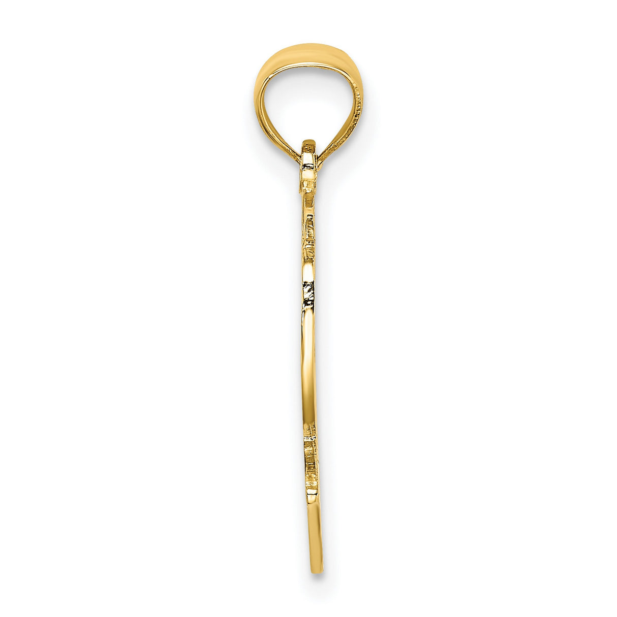 10k Yellow Gold Heart Pendant with Script Mom Lettering and Cutout Design for Women