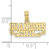 10k Yellow Gold Grandpas Girl Pendant with Block Lettering and Scroll Design